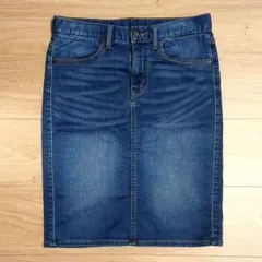 美品★デニムスカート ストレッチ Mサイズ スリット ブルー