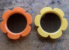 昭和レトロ　花型　ミラー　２個セット　レトロポップ