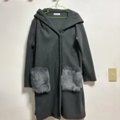 ダークグレー フリース ロングコート