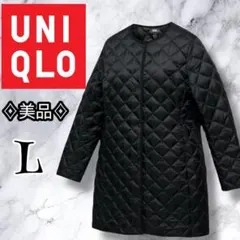 ⭐美品⭐UNIQLO ウルトラライトダウン ノーカラー キルティング 黒 L