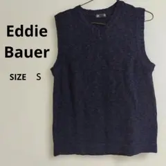 ・エディー・バウアー　ニットベスト S ネイビー 定番 シンプル 合わせやすい