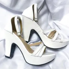 サンダル ホワイト ヒール ストラップ 白 24cm