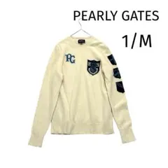 パーリーゲイツ　カシミヤ100% ニットセーター　アイボリー系　1/M 長袖