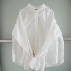 未使用 SM2 スタンドフリルリボンスカラップブラウス サマンサモスモス