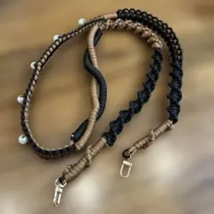 スマホショルダーストラップ 黒 茶色 ベージュパラコード