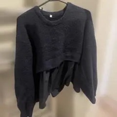 コカ　ネイビー レイヤードニット Mサイズ　ペプラム