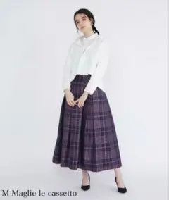 【美品】マーリエルカセット イネド フレアチェックスカート 定価3,8万のサムネイル