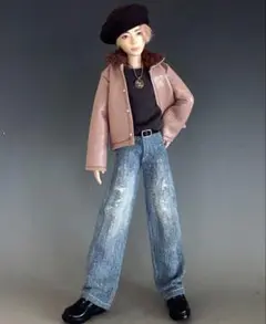 BTSドール服★ボア襟レザーブルゾン