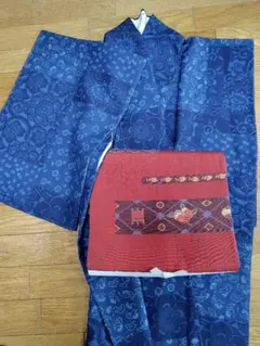 伝承紬　新品しつけ糸付