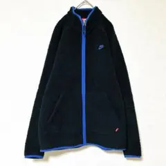 NIKE ナイキ フリース ボアジャケット 刺繍ロゴ ジップアップ ブラック M