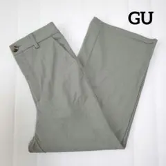 GU ジーユー カットソーストレートパンツ　グリーン S