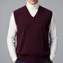 【ROUNDTREE&YORK】Vネックコットン100％リブベスト