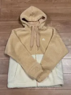 adidas フリースジャケット L ベージュ/ホワイト