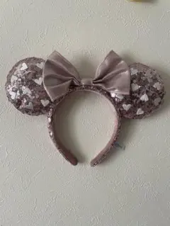 ミニーマウスピンク ハート型スパンコールカチューシャ