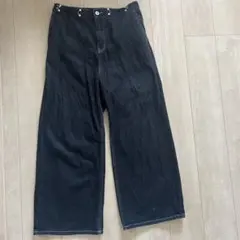 【一度のみ使用】ブラックワイドレッグデニムパンツ