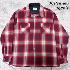 【激レア】好配色　jc penny 70s ウールシャツ オンブレ ボードシャツ