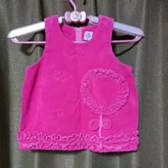 ピンク コーデュロイ トップス 花の刺繍 90㎝