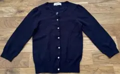レッセパッセ　紺　7分袖カーディガン　パールボタン