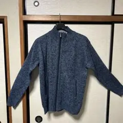 ネイビー ジップアップセーター ウール混紡