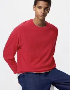 ウォッシャブルクルーネックセーター　ユニクロ　レッド　3XL