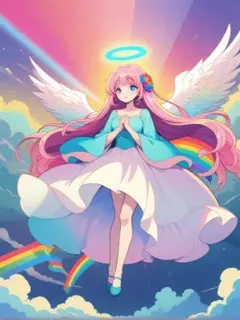 天使 キャラクター グッズデジタルアート黄金ポスターa4紙沢光♥ 天使のイラスト デジタルアートポスターa4紙沢光額付き発送