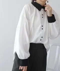 frames RAY CASSIN ホワイト/ブラック コントラスト長袖シャツ