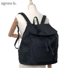 agnes b. アニエスベー リュック 巾着 フラップ式 ブラック ポケットのサムネイル