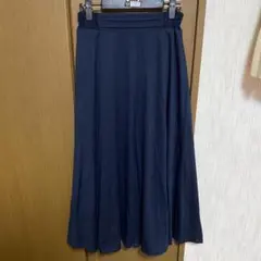 アロー ロング スカート ネイビー フレア シンプル ナチュラル 紺色