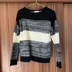 中古 エゴイスト EGOIST ボーダー ニット ブラック Mサイズ相当