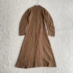 スタイルミキサー ハイネック 長袖 ニットワンピース Aライン キャメル M