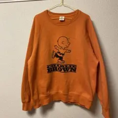 PEANUTS チャーリー・ブラウン トレーナー XL オレンジ　GU
