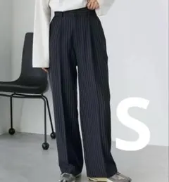 forksy. センタープレス ハイウエスト スラックスパンツ ストライプ