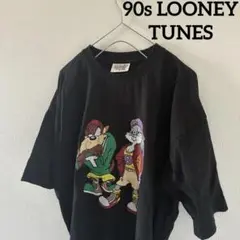 90sLOONEYTUNESルーニーテューンズtシャツ半袖メンズブラック黒L