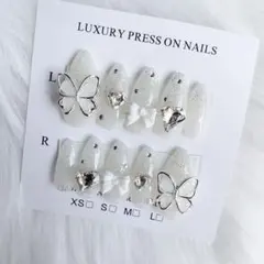 シアーホワイト ラメグラデ フレンチガーリー y2k ワンホン量産型 韓国ネイル