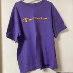 Champion パープル ロゴ Tシャツ