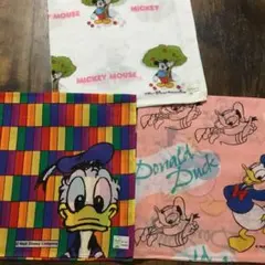ディズニー　ハンカチ　レトロ　3種セット　ドナルドダック　ミッキーマウス