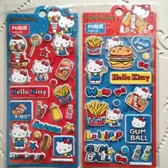 Hello Kitty レトロぷっくり立体シール 2枚セット 【海外正規品】