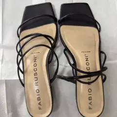 FABIO RUSCONI ブラック ストラップ サンダル 38