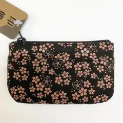 甲州印伝【小銭入れ 忘れな草 黒×ピンク漆】がま口 還暦 母の日 春財布 