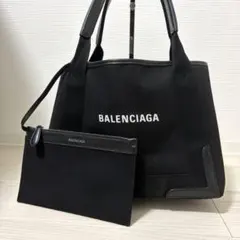 ✨美品✨バレンシアガ　ネイビーカバスS　ハンドバッグ　キャンバス　ポーチ　黒