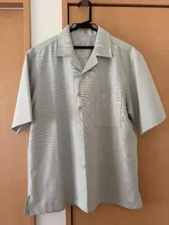 GU オープンカラーシャツ 半袖 グレーベージュ S ポリエステル100%