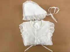 ホワイト ベビードレスセット 帽子付き