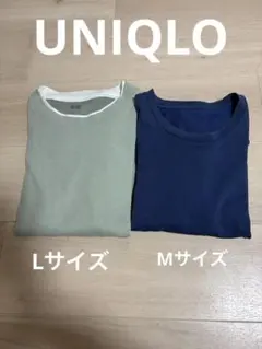 UNIQLOミントグリーン・ネイビー Tシャツ 2枚セット M〜Lサイズ