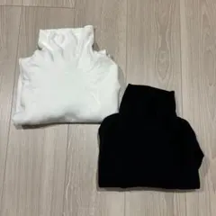 UNIQLO ヒートテック フリース タートルネックT 長袖 黒　白　L