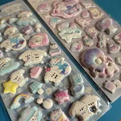 ２枚セット❤️スペシャルもっちもちシールシート くまさんユニコーン 3dマシュマロ