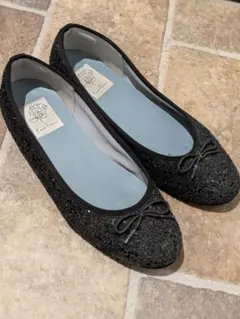 ブラック グリッター バレエシューズ