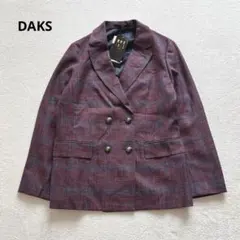タグ付　DAKS チェック柄テーラードジャケット　シルク混　リネン混　L〜XL