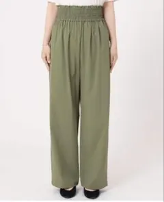 美品☆ジャーナルスタンダード☆ナイロンストレッチワイドパンツ☆カーキ☆38