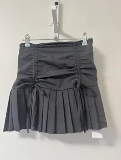 SPINNS スカート 灰色 リボンドロストスカート ミニスカート