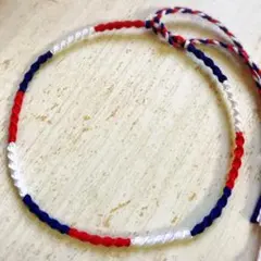 ミサンガアンクレット《赤×白×青》